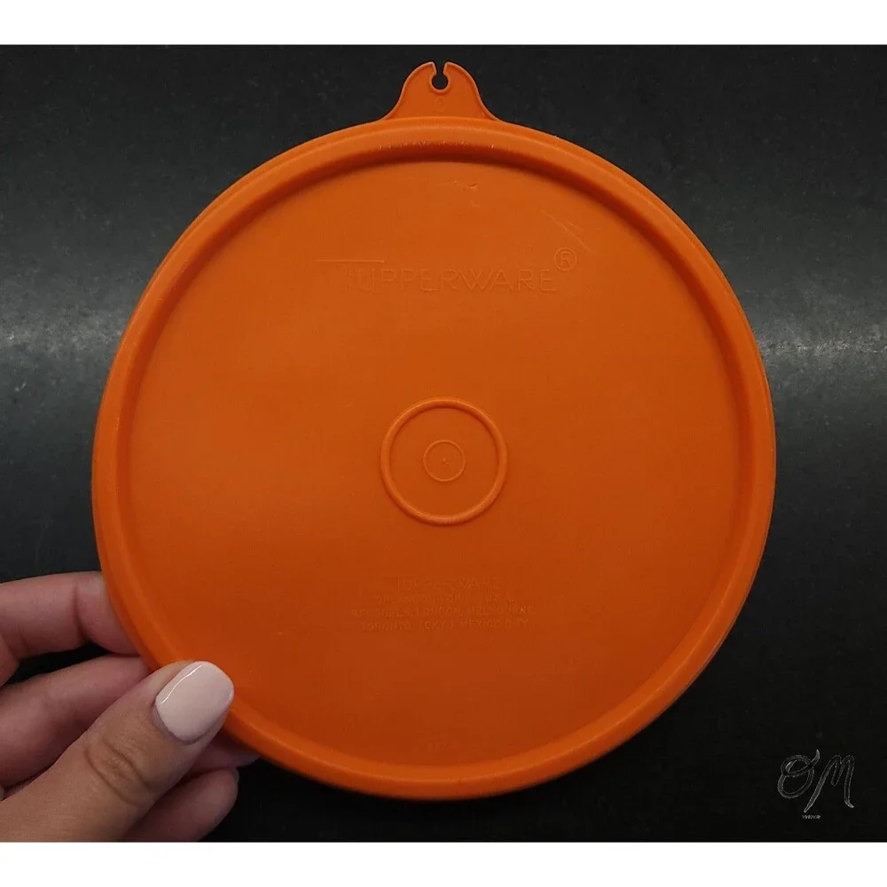 Vintage Orange Round Replacement Tupperware Lid 227-41 C Tab 6.25